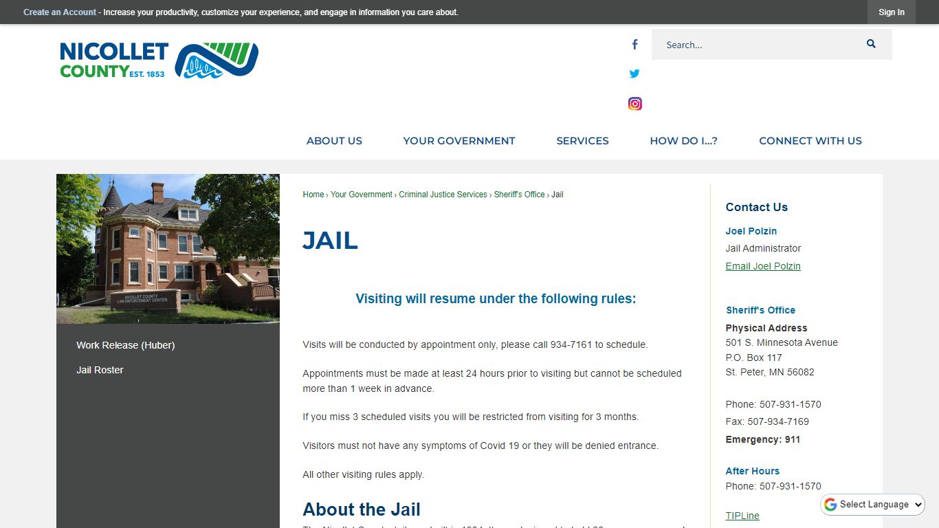 Jail | Nicollet County, MN - Official Website